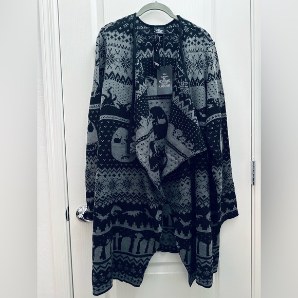 🖤TORRID Jack Skellington Fair Isle Drape Front Cardigan NWT - Picture 4 of 10